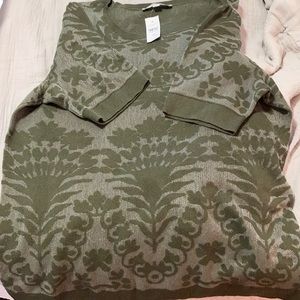 Loft olive green floral shirt/sweater